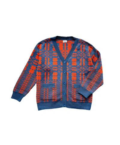 Mabli Women's Yellow / Orange / Blue Eryri Cardigan - Denim / Pumpkin In Blue/yellow/orange