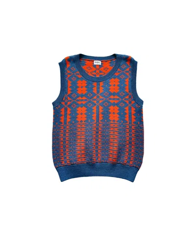 Mabli Women's Yellow / Orange / Blue Eryri Vest - Denim / Pumpkin In Blue/yellow/orange
