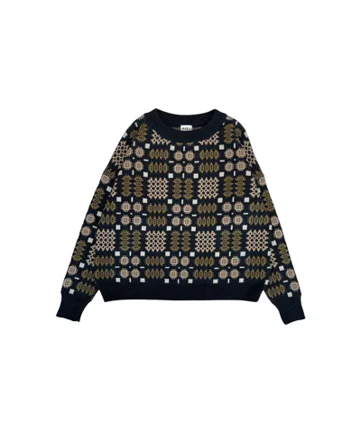 Mabli Women's Brown / Black Carthen Merino Pullover - Soot / Fields In Multi