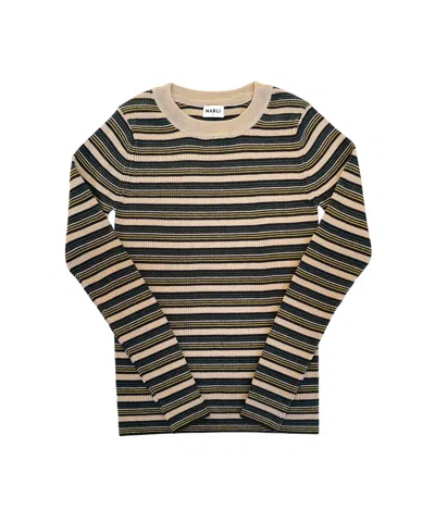 Mabli Women's Brown Seilio Skinny Rib - Biscotti Stripe