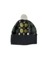 Mabli Women's Yellow / Orange / Grey Carthen Pom Beanie - Anthracite / Pea In Green/grey/yellow