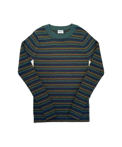 Mabli Women's Green Seilio Skinny Rib - Pine Stripe