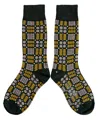 Mabli Women's Green / Yellow Carthen Socks - Kale In Brown