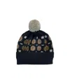 Mabli Women's Neutrals / Black / Brown Carthen Merino Pom Beanie - Soot / Fields In Multi