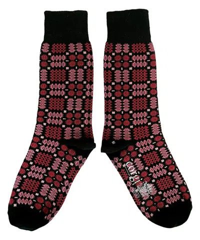 Mabli Women's Pink / Black / Red Carthen Socks - Soot / Petals In Multi