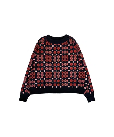 Mabli Women's Red / Black / Pink Carthen Merino Pullover - Soot / Petals In Multi