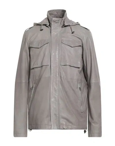 Mabrun Man Jacket Grey Size 40 Leather In Gray
