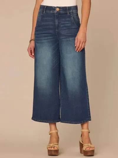 Mac & Me Ab Sol Wide Leg Tulip Hem Jeans In Dark Denim In Blue