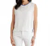 Mac & Me Boarder Crochet Sleeveless Sweater In White In Multi