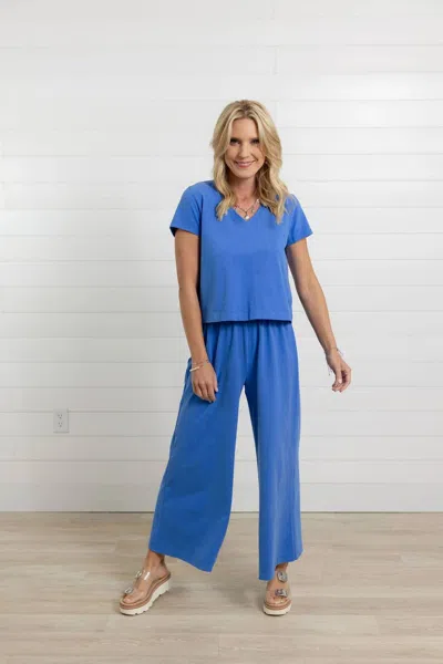Mac & Me Cozy Wide Leg Pull-on Lounge Pant In Blue In Multi