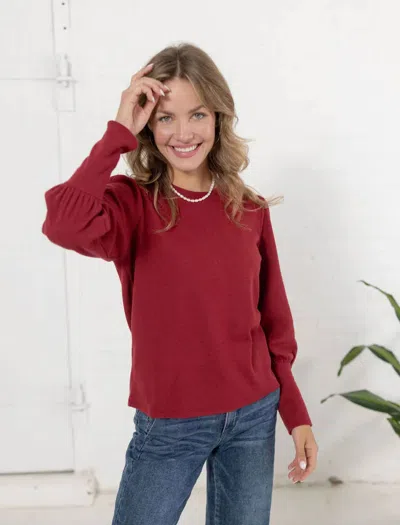Mac & Me Gathered Shoulder Top In Merlot In Red