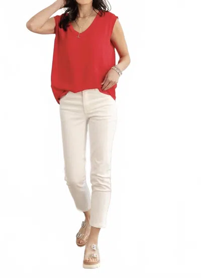 Mac & Me High Rise Slim Straight Pants In White