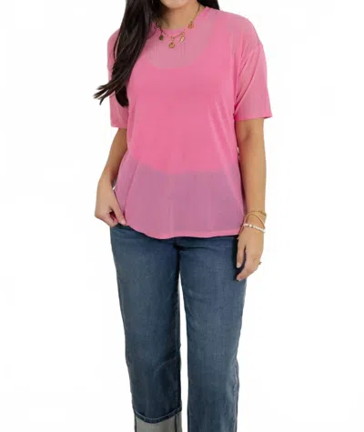 Mac & Me Short Sleeve Mesh Top In Pink