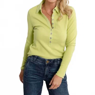 Mac & Me Single Rib Henley Top In Chartreuse In Green