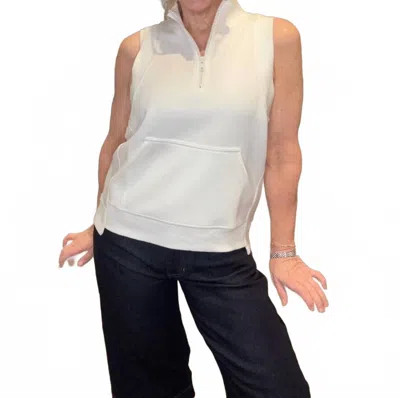 Mac & Me Sleeveless V-neck Sweatshirt In White