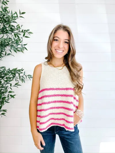 Mac & Me Swing Sweater Top In Striped In Pink