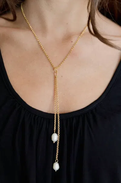 Mac & Me Women's Bella Pearl Lariat Necklace In Gold/infinity