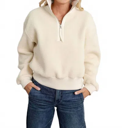 Mac & Me Women's Cozy Casual Pullover Top In Egret In Neutral
