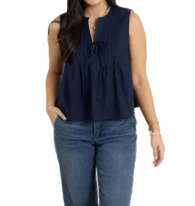 Mac & Me Woven Detailed Top In Navy In Blue