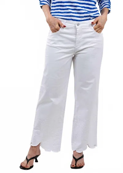 Mac Chiara Crop Flower Pants In White