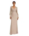 Mac Duggal 10062 Long Sleeve Beaded Formal Evening Dress In Metallic