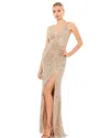 Mac Duggal 1068 Prom Long Sleeveless High Slit Gown In Brown