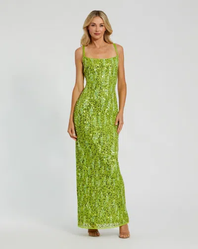 Mac Duggal 10696 Long Formal Fitted Back Slit Dress In Green