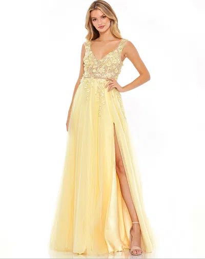Mac Duggal 11201 Long Formal Prom Ball Gown In Yellow