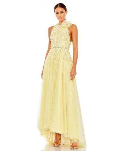 Mac Duggal 11310 High Low Formal Evening Prom Gown In Yellow