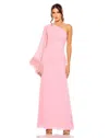Mac Duggal 11442 Long One Shoulder Formal Chiffon Gown In Pink