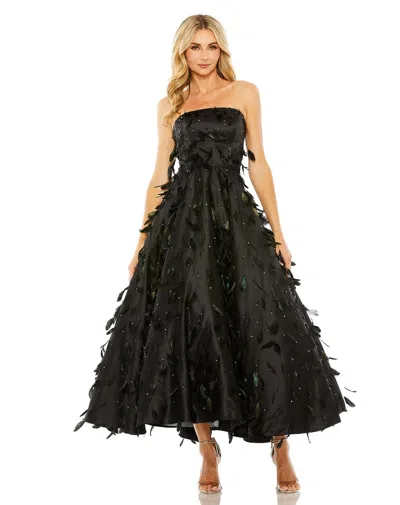 MAC DUGGAL 11634 LONG STRAPLESS FEATHER EMBELLISHED BALL GOWN