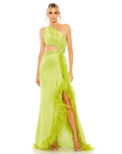 Mac Duggal 11689 Prom Long One Shoulder Formal Gown In Green