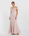 Mac Duggal 11867 Beaded Long Mermaid Formal Evening Dress In Pink