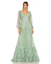 Mac Duggal 20430 Long Mother Of The Bride Lace Formal Gown In Green