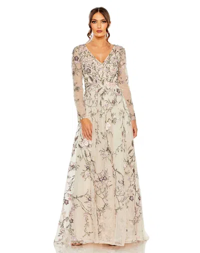 MAC DUGGAL 20480 LONG SLEEVE FORMAL FLORAL EVENING DRESS