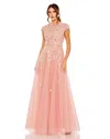 Mac Duggal 20511 Long Formal Dress A Line Floral Evening Gown In Pink
