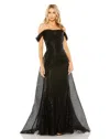 Mac Duggal 20515 Long A Line Formal Overskirt Prom Dress In Black