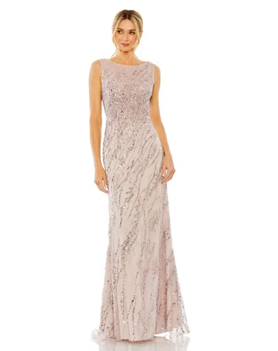 Mac Duggal 20518 Fitted Long Formal Beaded Sequin Evening Prom Dress In Purple