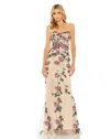 Mac Duggal 20581 Long Strapless Floral Embroidered Dress In Neutral