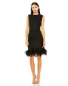 Mac Duggal 20784 Short Feather A Line Cocktail Mini Dress In Black