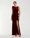 Mac Duggal 21163 Fitted Long Formal Slit Velvet Evening Gown In Brown