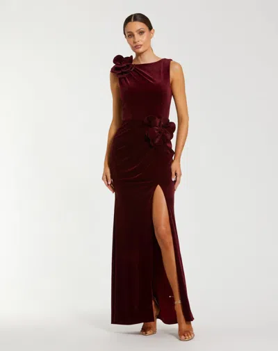 MAC DUGGAL 21163 FITTED LONG FORMAL SLIT VELVET EVENING GOWN