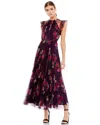 Mac Duggal 2143 Floral Print Cap Sleeve Midi Dress In Multi