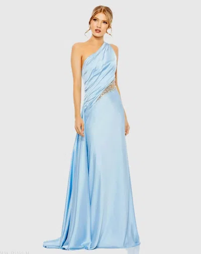 Mac Duggal 2210 Long Formal Beaded Prom Dress In Blue