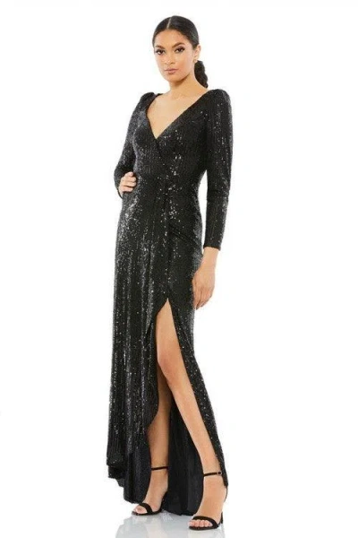 Mac Duggal 26395 Prom Long Sleeve High Low Dress In Black