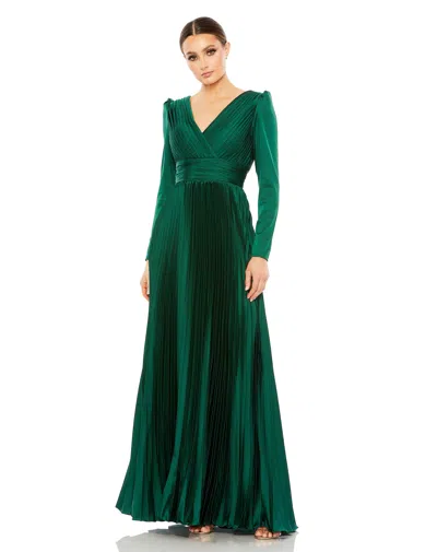 Mac Duggal 26542 Long Sleeve Formal Pleated Dress In Green
