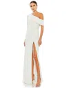 Mac Duggal 26570 Long One Shoulder Fitted Prom Gown In White