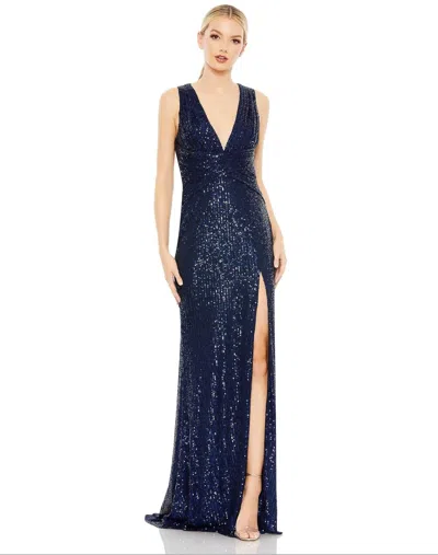Mac Duggal 26598 Prom Long Sleeveless Sequins Gown In Blue