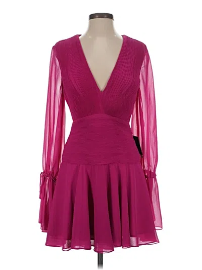 Mac Duggal 3/4 Sleeve Top Burgundy Plunge Neckline Tops In Pink