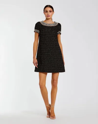 Mac Duggal 37075 Short Beaded Glitter Cocktail Dress In Black
